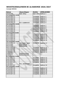 Wedstrijdkalender 2026-2027